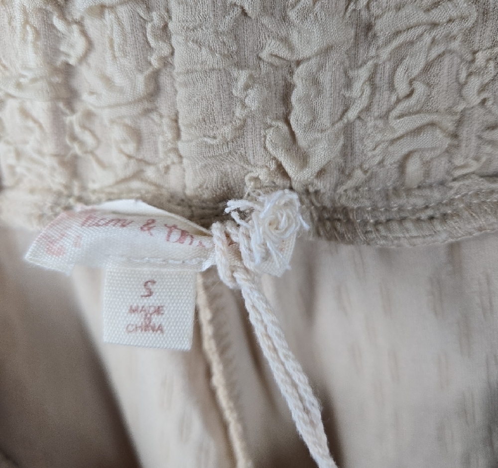 Hem & Thread Beige Textured Wide Leg Pants - Picture 7 of 8